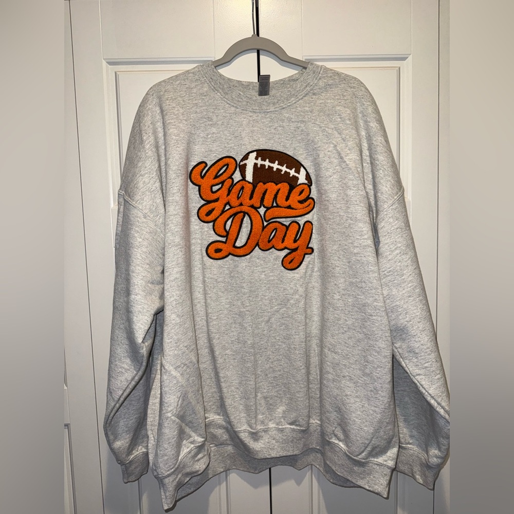 Gray "Game Day" Football Graphic Crewneck Sweatshirt 3XL